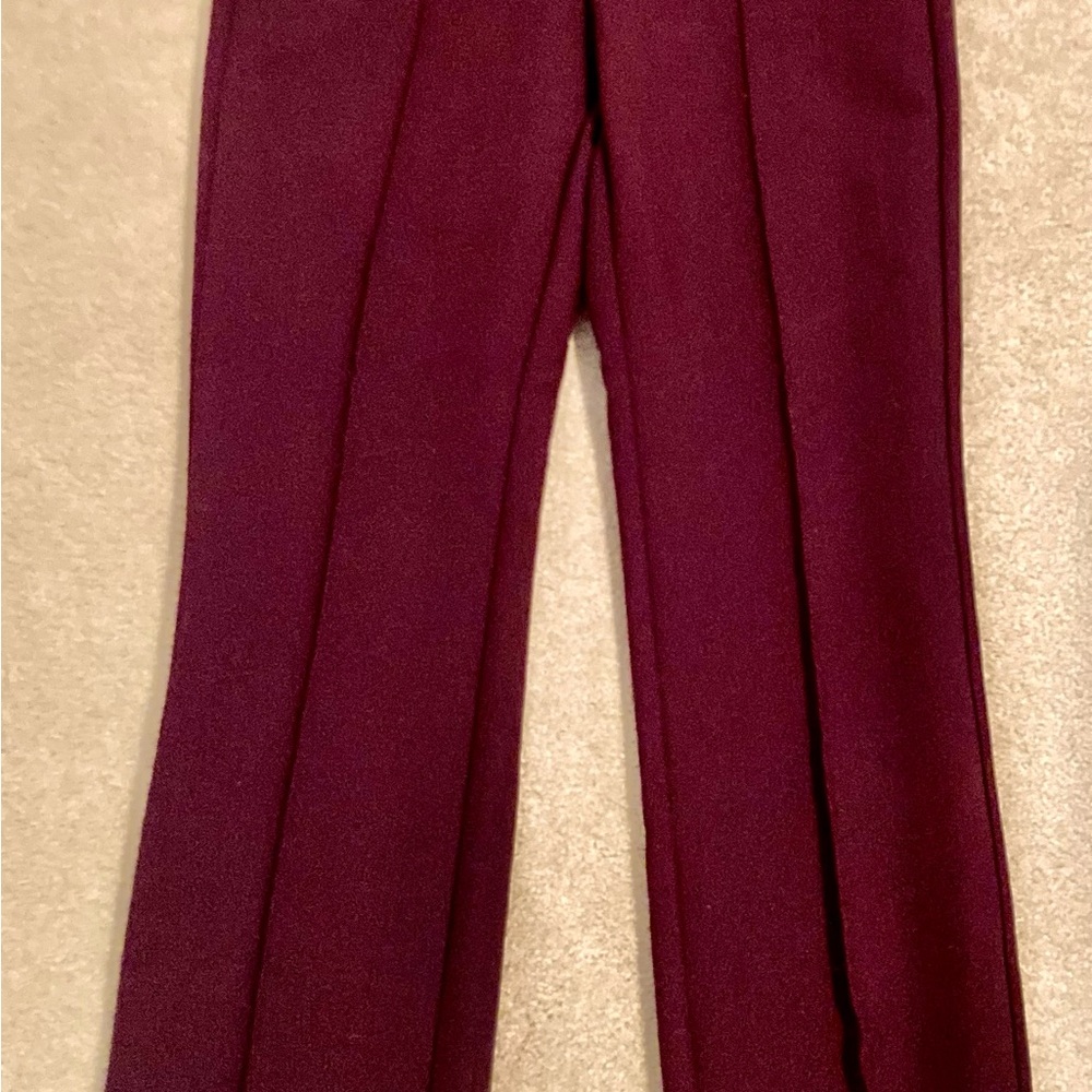 Mango Burgundy Straight Seam Trousers